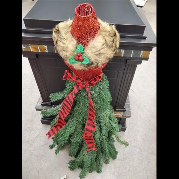 Christmas Tree Clear Lights 4Ft Pre-Lit LED Buffalo Check Dress Form Artificial - Picture 5 of 8